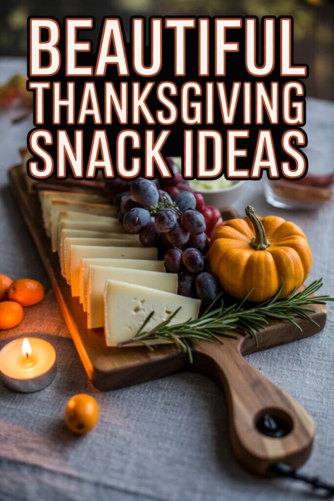 Easy Thanksgiving snack board ideas with crackers, cheese, and grapes styled for fall gatherings