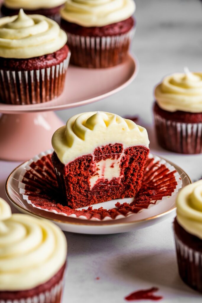 Pink Velvet Cupcakes with Cream Cheese Frosting