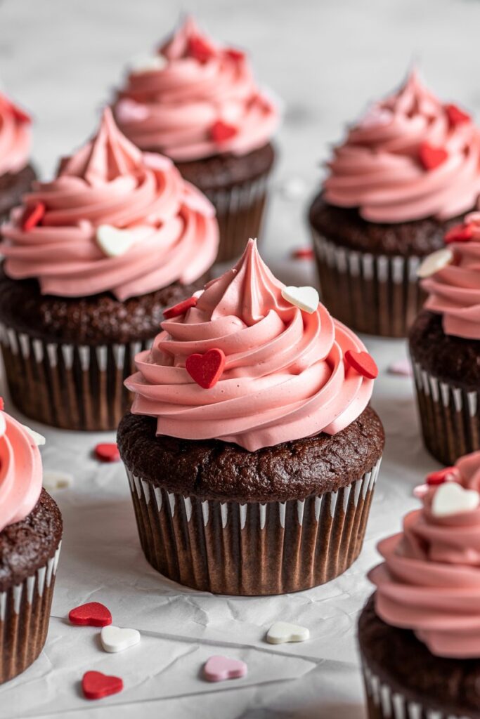 Decadent Chocolate Cupcakes with Pink Buttercream