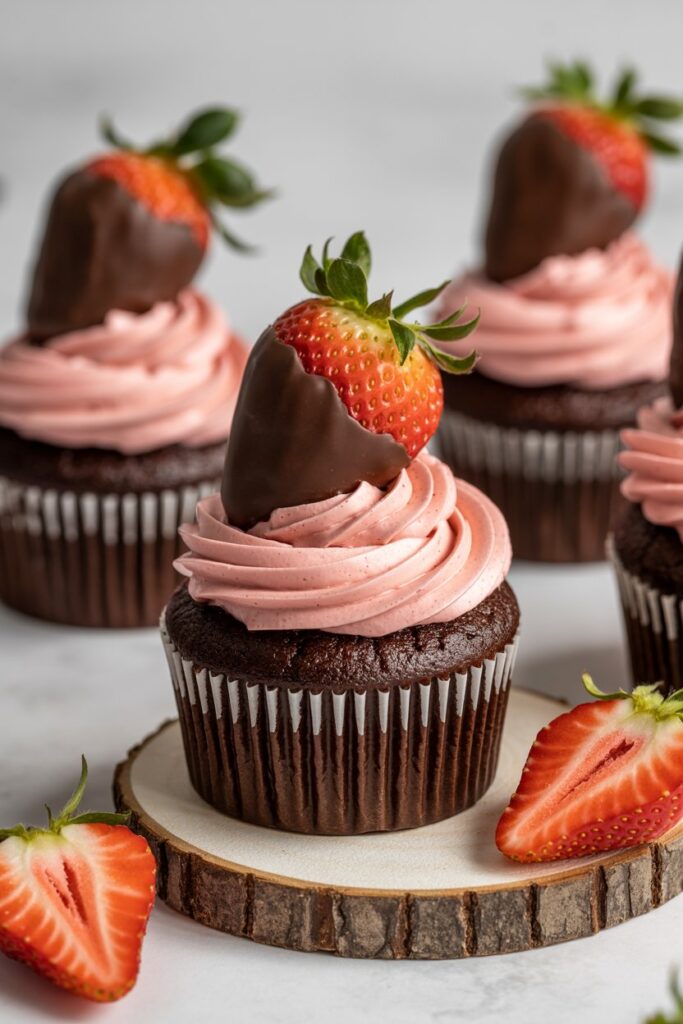 Chocolate-Covered Strawberry Cupcakes