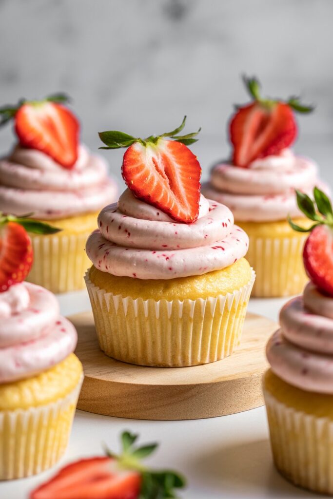 Strawberry Cupcakes with Fresh Strawberry Frosting
