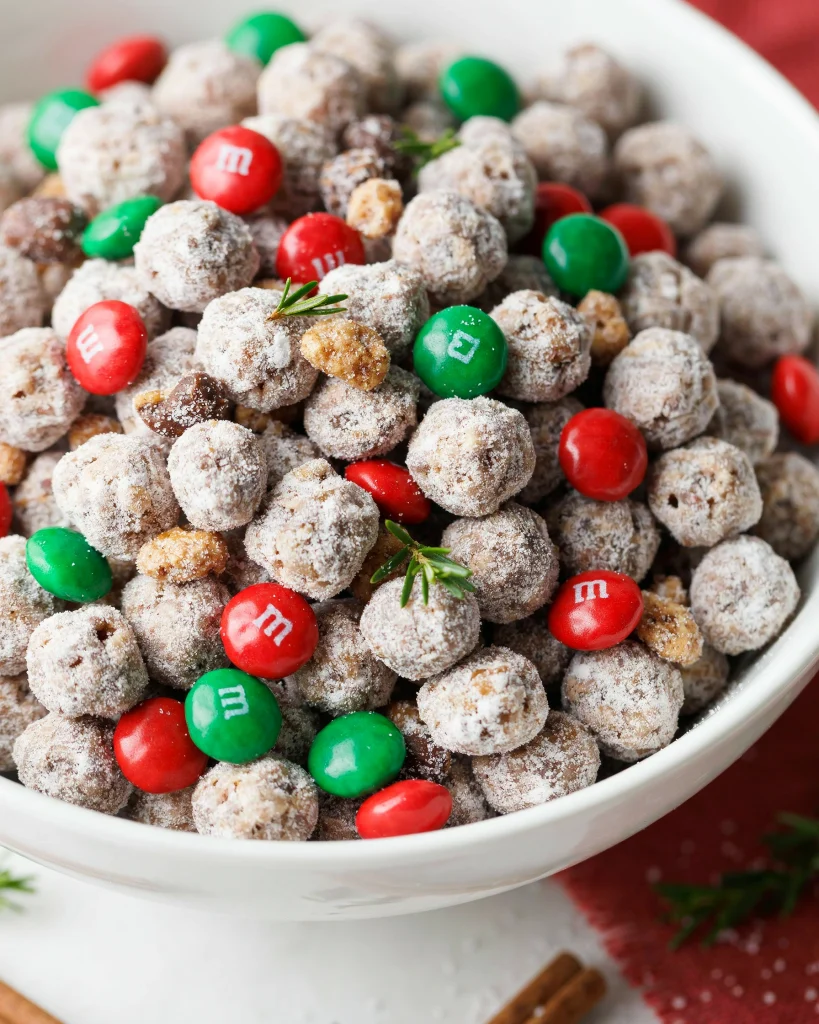 Chocolate-and-powdered-sugar-coated cereal mix 