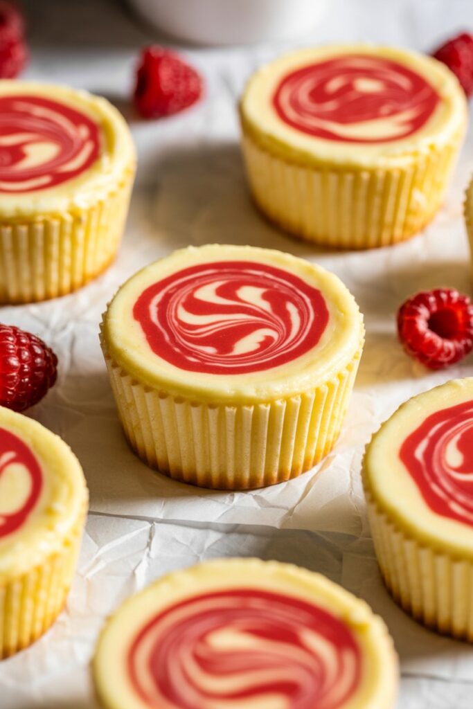 Raspberry Swirl Cheesecake Cupcakes