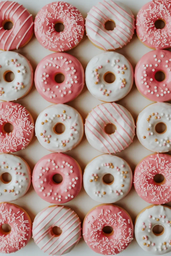 Pink & White Chocolate-Dipped Mini Donuts