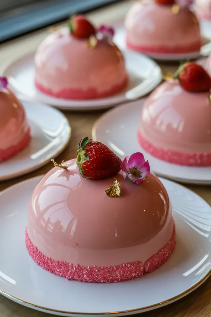 Blush Strawberry Mousse Domes