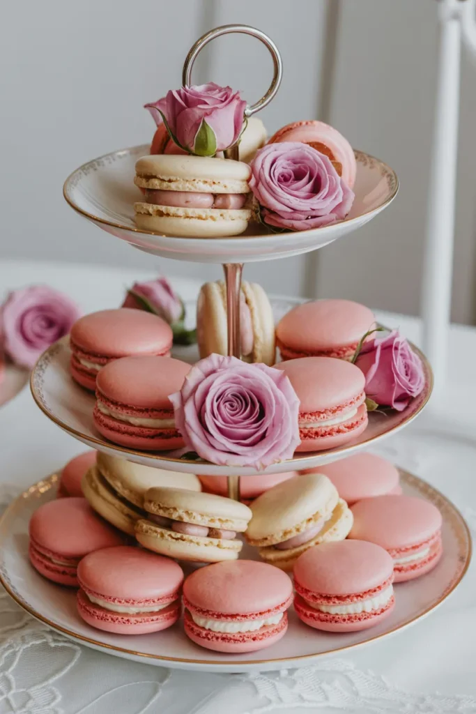 Pink Macarons & Mini Pastry Towers