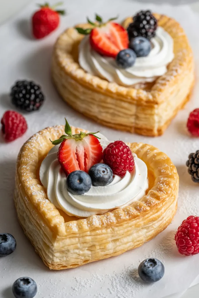 Heart-Shaped Puff Pastry Cream Tarts
