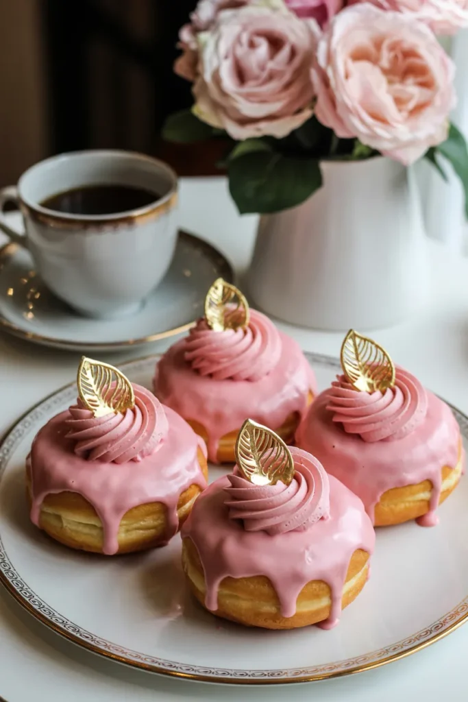 Pink Glazed Donuts with Gold Leaf