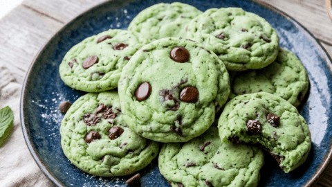 plate of mint chocolate chip cookies