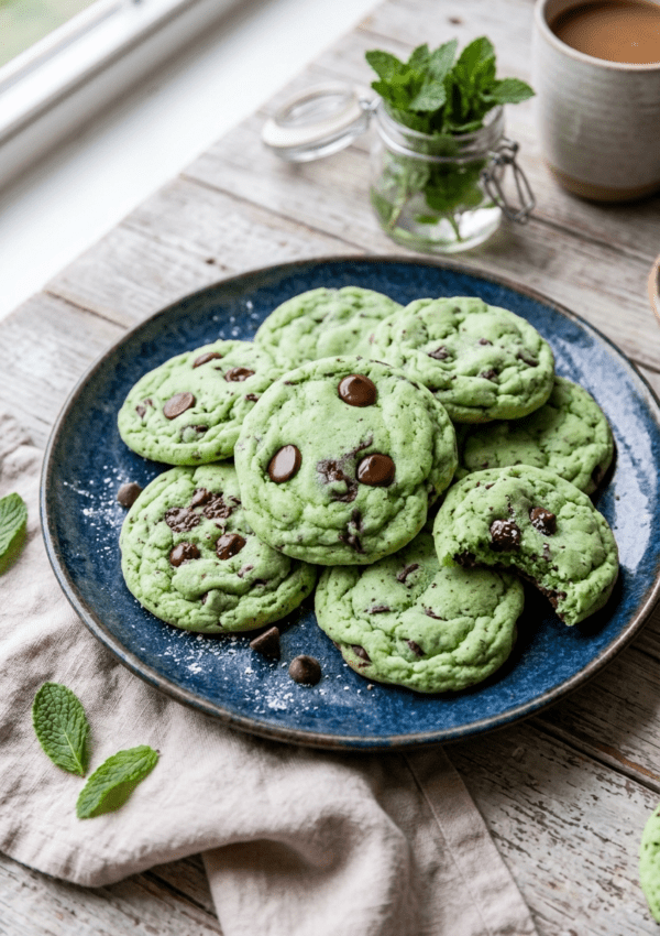 Soft Mint Chocolate Chip Cookies
