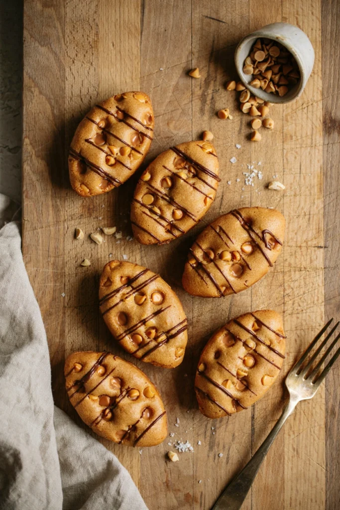 Football peanut butter blondies with chocolate drizzle laces