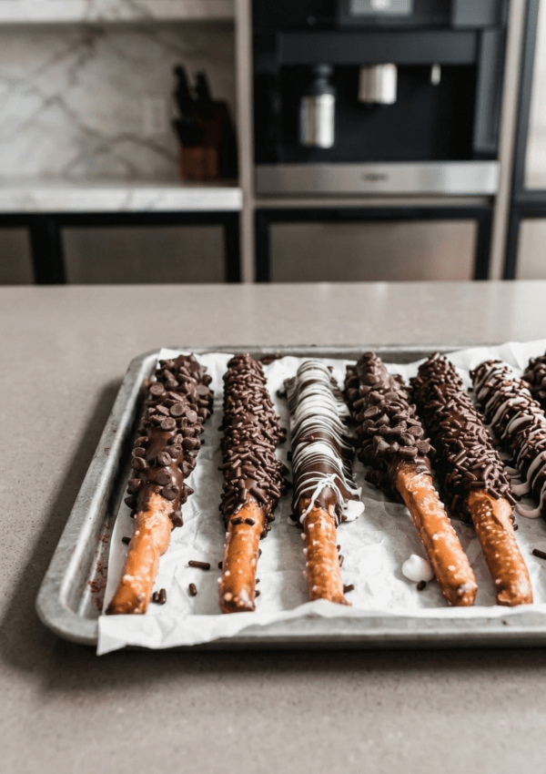 Caramel Chocolate Pretzel Rods