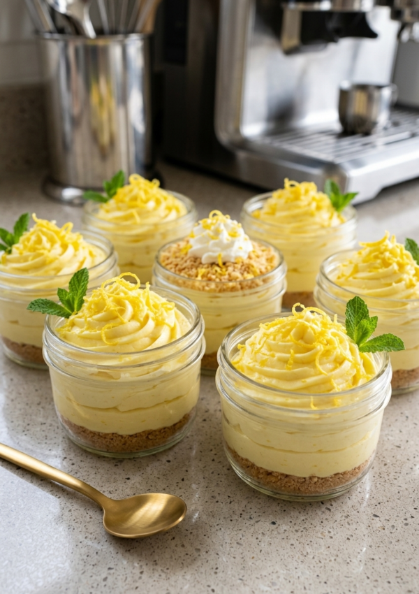 No-Bake Lemon Cheesecake Mousse Cups
