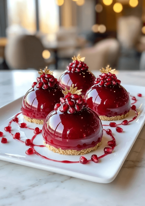 Pomegranate Jelly & Vanilla Cream Domes