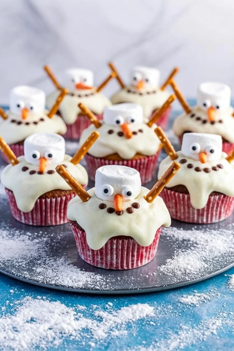Melted Snowman Cupcakes