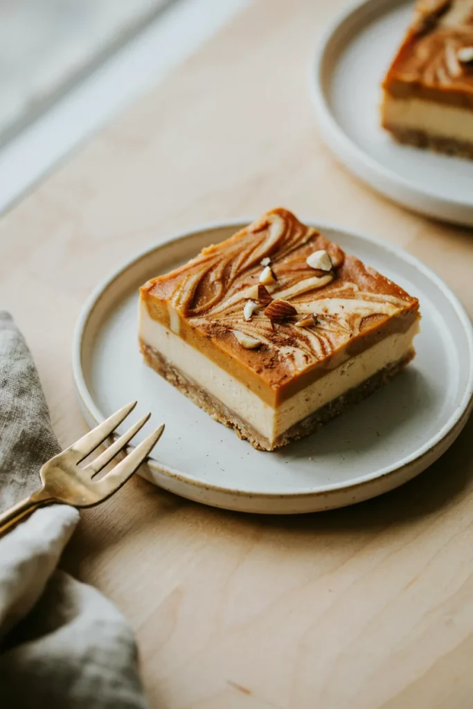 Tray of sliced gluten-free pecan pie bars with a shortbread crust and pecan halves
