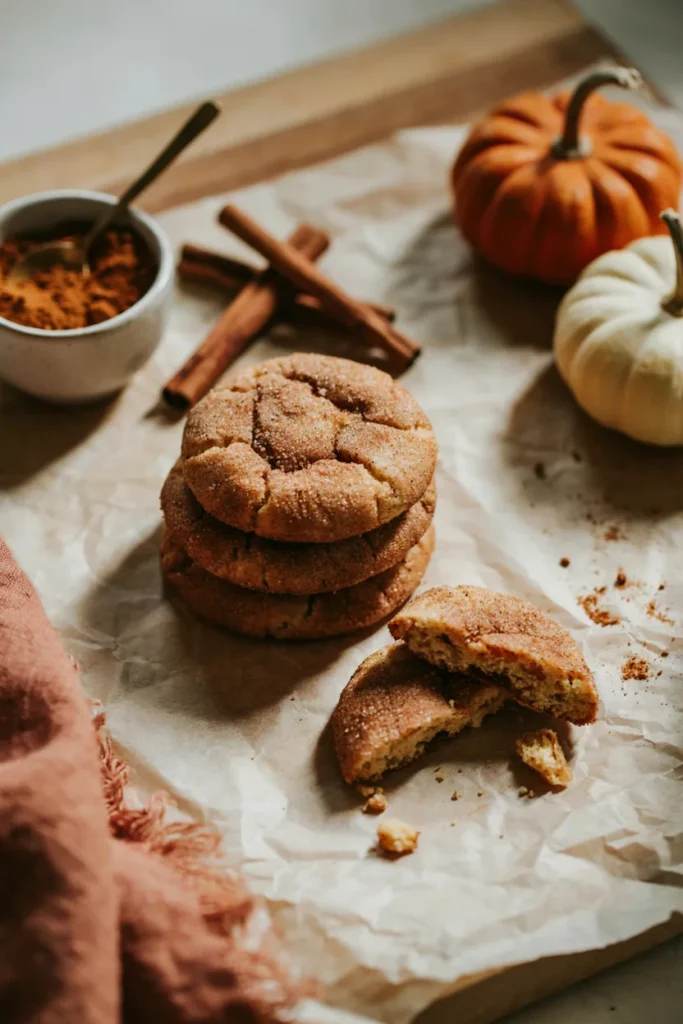 Pumpkin spice snickerdoodles rolled in cinnamon sugar
