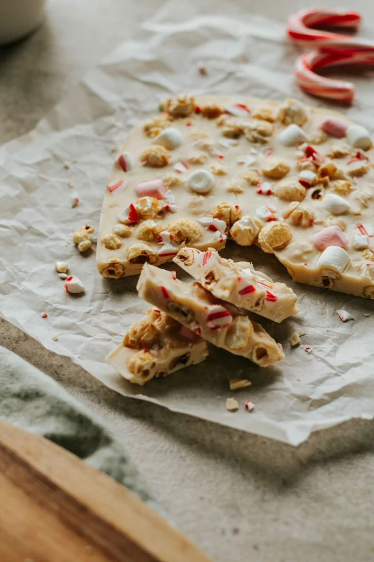 White Chocolate Peppermint Popcorn Bark