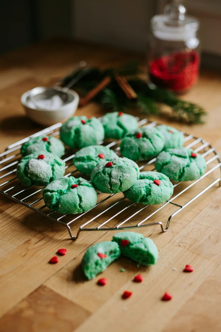 Grinch Crinkle Cookies