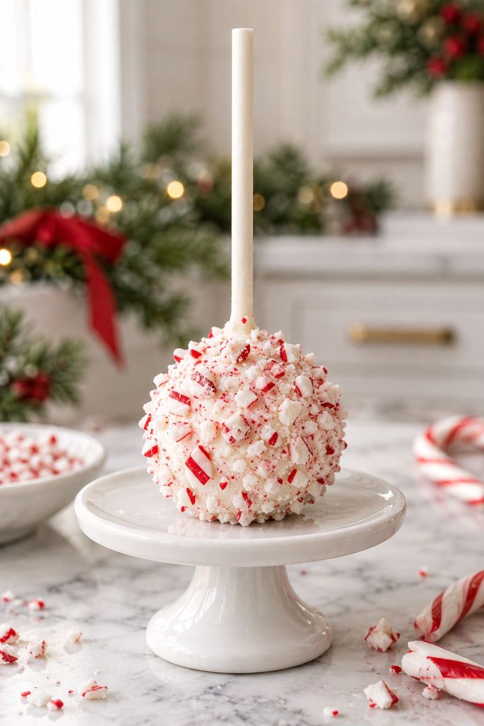 White cake pop rolled in crushed discount candy canes