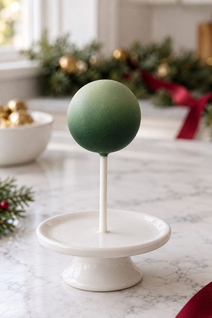 Matte emerald ombre cake pop fading from deep green to pale sage