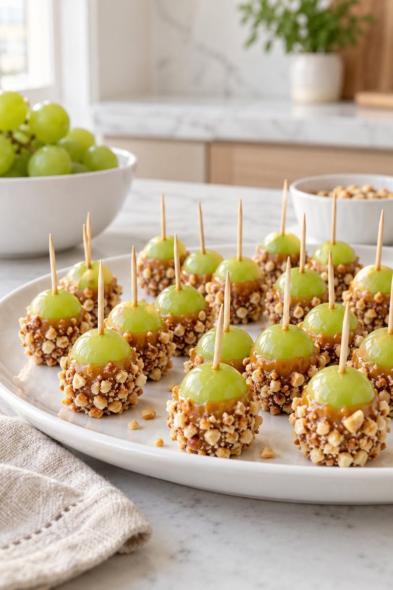 Caramel Dipped Grapes (Mini Caramel “Apples”)