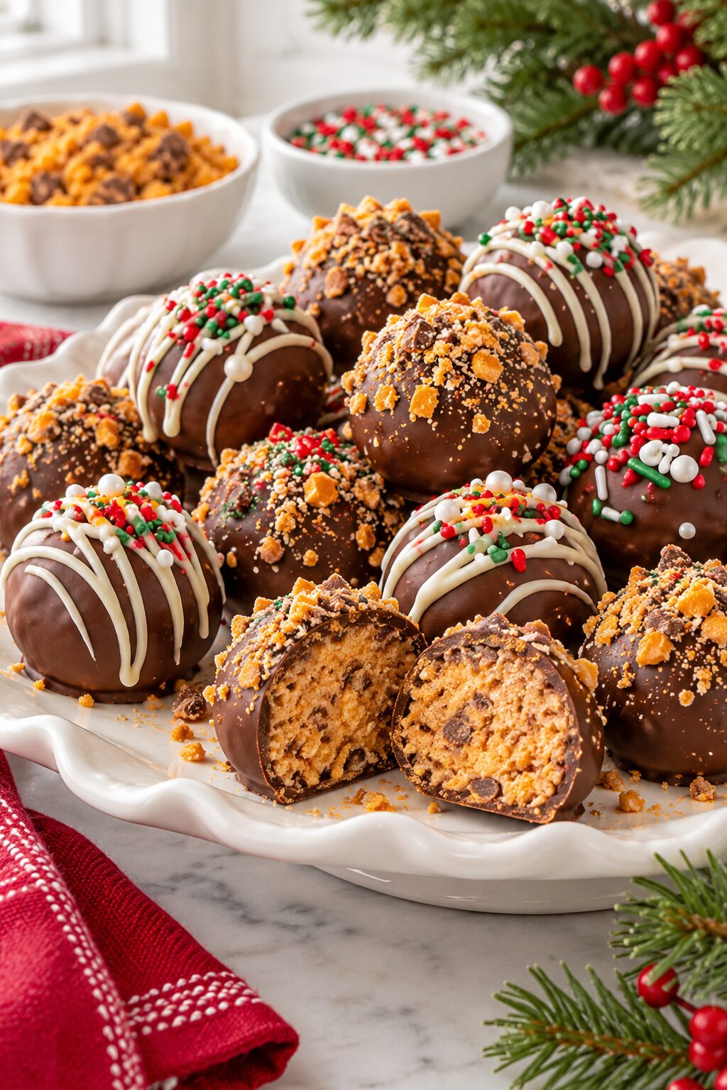 No Bake Christmas Butterfinger Balls