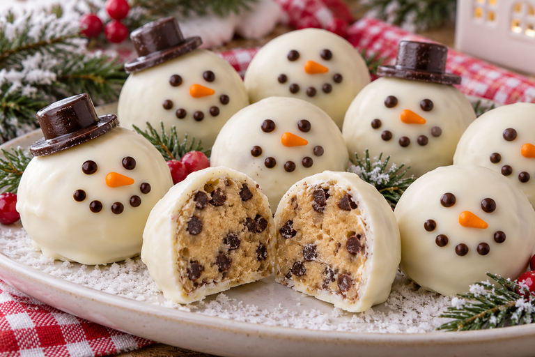 Cookie Dough Snowman Truffles
