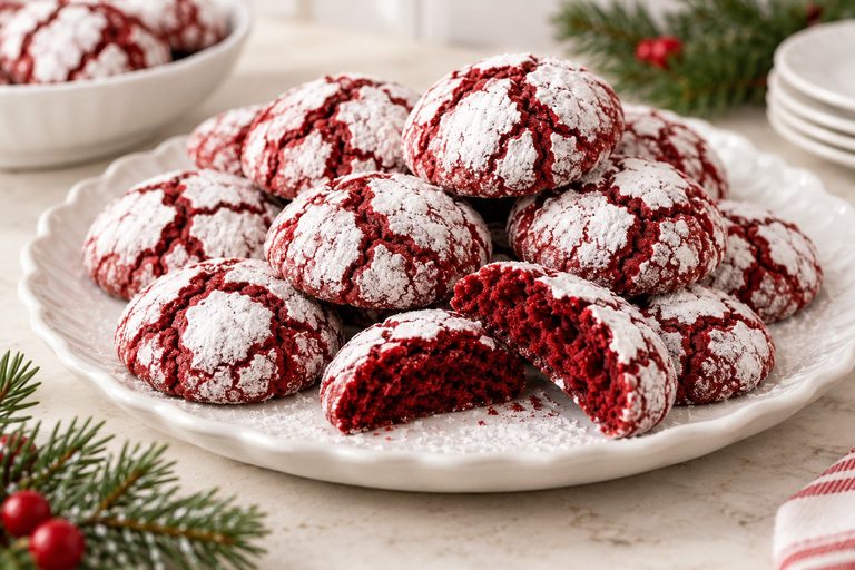 Red Velvet Christmas Crinkle Cookies