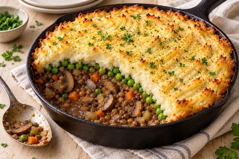 Hearty Mushroom Lentil Shepherd’s Pie